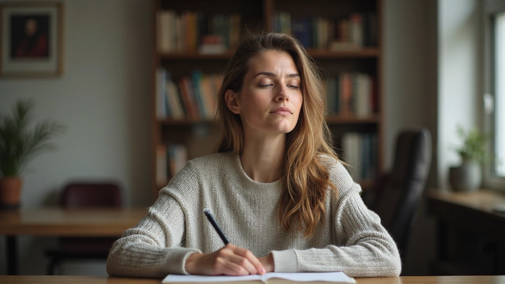 Persoon met gesloten ogen visualiseert mentaal een pal historisch paleis met details in gedachten